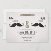 Gay Wedding Mustache Uitnodiging (Voorkant)