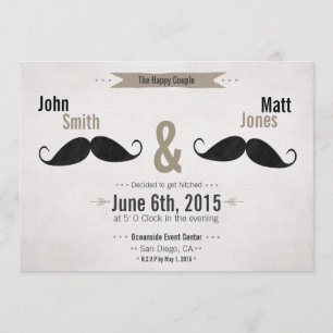 Gay Wedding Mustache Uitnodiging