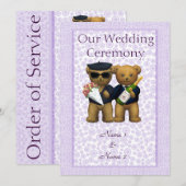 Gay Wedding Order of Service Teddy Bears-echtpaar Programmakaart (Voorkant / Achterkant)