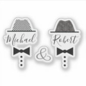 Gay Wedding Pet en Bow Stropdas Naam Sticker (Voorkant)