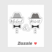 Gay Wedding Pet en Bow Stropdas Naam Sticker (Vel)