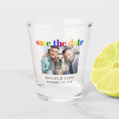 Gay Wedding Photo Save the Date Shot Glas (Voorkant)