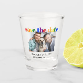 Gay Wedding Photo Save the Date Shot Glas