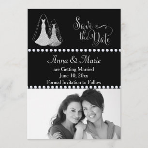 Gay Wedding Photo Save the Date Silver Kaart