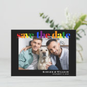 Gay Wedding Rainbow Foto Black Save the Date (Staand voorkant)
