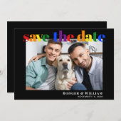 Gay Wedding Rainbow Foto Black Save the Date (Voorkant / Achterkant)