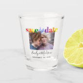 Gay Wedding Rainbow Save the Date Photo Shot Glas (Voorkant)