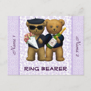 Gay Wedding - Ring Bearer - Teddy Bears lila Kaart