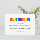 Gay Wedding Save the Date Rainbow Flag Colors (Staand voorkant)