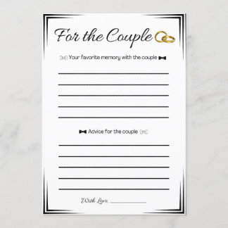 Gay Wedding Shower Game, Voor het paar Kaart