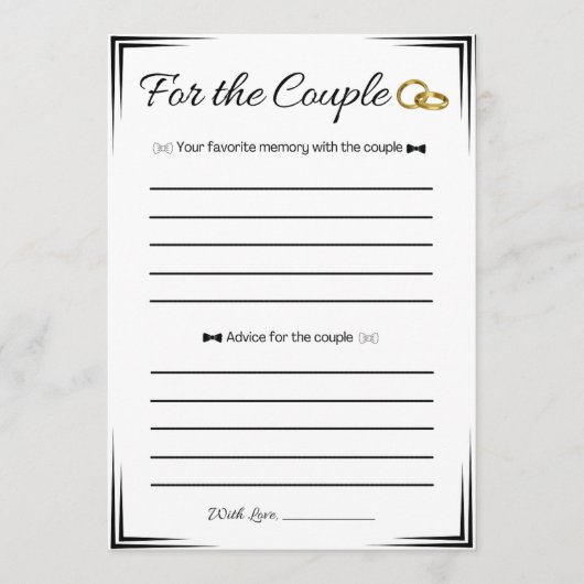 Gay Wedding Shower Game, Voor het paar Kaart (Voorkant)