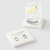 Gay Wedding sparen de Datum Uitnodiging Stenen Onderzetter (Zijkant)