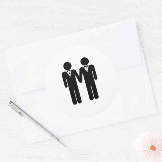 GAY WEDDING TOPPER RONDE STICKER (Envelop)