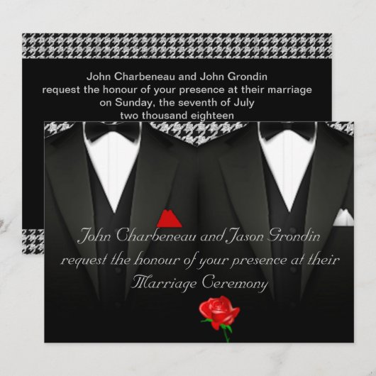 Gay Wedding Uitnodiging Elegant Tuxedos (Voorkant / Achterkant)