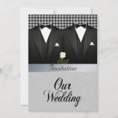 Gay Wedding Uitnodiging met Tuxedo en White Rose (Voorkant)