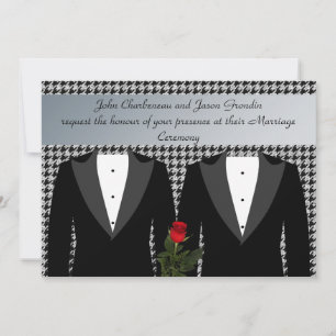 Gay Wedding Uitnodiging Tuxedos Red Rose