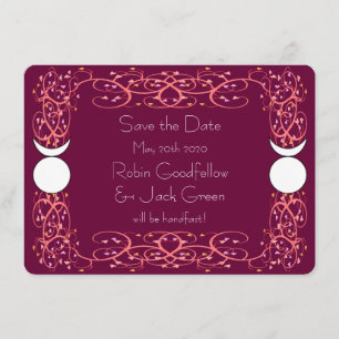 Gay Wiccan Wedding Red Save the Date Kaart