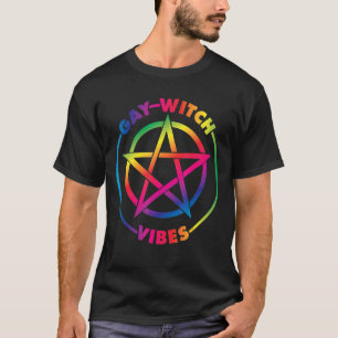 Gay Witch Vibes met Pride Colors in een Pentacle W T-shirt