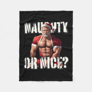 Gay Xmas Muscle Daddy Beer Nice Santa Pride LGBTQ Fleece Deken
