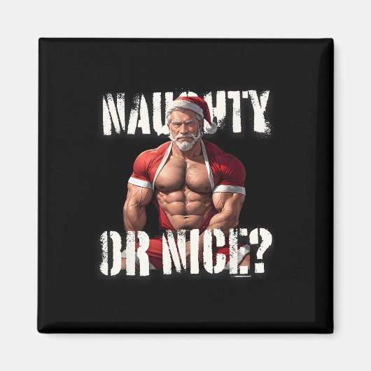 Gay Xmas Muscle Daddy Beer Nice Santa Pride LGBTQ Magneet (Voorkant)
