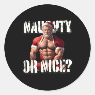 Gay Xmas Muscle Daddy Beer Nice Santa Pride LGBTQ Ronde Sticker