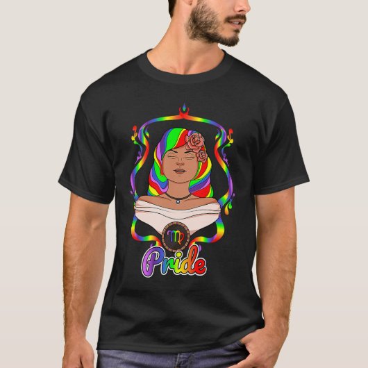 Gay Zodiac LGBTQ Zodiac Sign Virgo Rainbow Pride T-shirt (Voorkant)