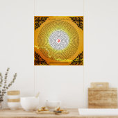 Gayatri Mantra 108 keer in een spiraal Poster (Keuken)