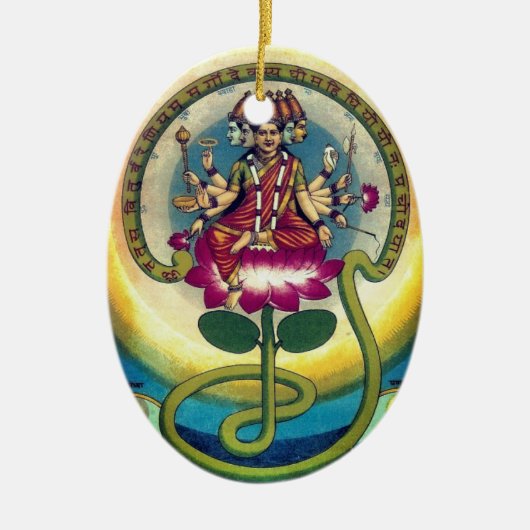 Gayatri Mantra (godin) Keramisch Ornament (Voorkant)