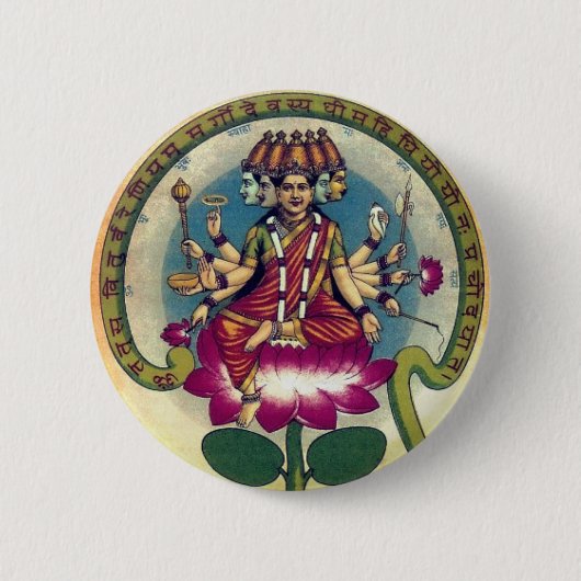 Gayatri Mantra (godin) Ronde Button 5,7 Cm (Voorkant)