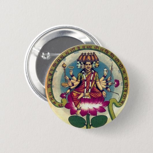 Gayatri Mantra (godin) Ronde Button 5,7 Cm (Voorkant /achterkant)
