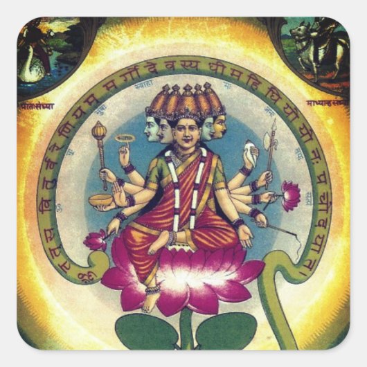 Gayatri Mantra (godin) Vierkante Sticker (Voorkant)