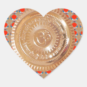GAYATRI Mantra n OmMantra Symbool Ingebooste GOLD Hart Sticker