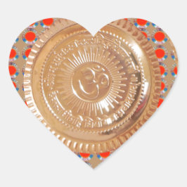 GAYATRI Mantra OmMantra Symbool reliëf GOUD Hart Sticker