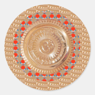 GAYATRI Mantra OmMantra Symbool reliëf GOUD Ronde Sticker