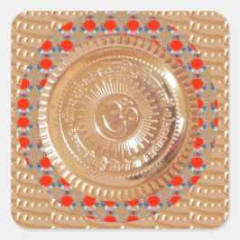 GAYATRI Mantra OmMantra Symbool reliëf GOUD Vierkante Sticker