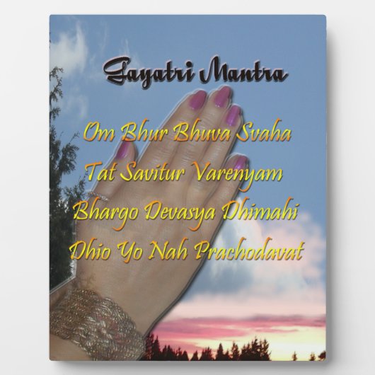 Gayatri Mantra Prayer Om Bur Bhuvah, Plaque Fotoplaat (Voorkant)