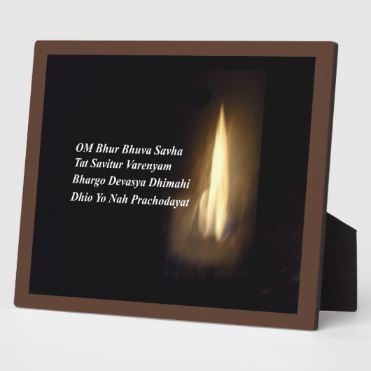 Gayatri Mantra Prayer Om Bur Bhuvah, Plaque Fotoplaat (Zijkant)