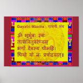 Gayatri Mantra Script Sanskrit Spirituele Chant Poster (Voorkant)