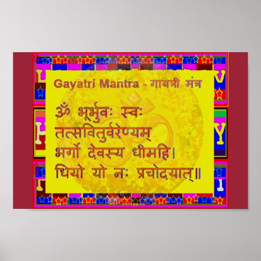 Gayatri Mantra Script Sanskrit Spirituele Chant Poster (Voorkant)