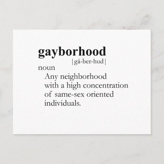 GAYBORHOOD (definitie) Briefkaart (Voorkant)