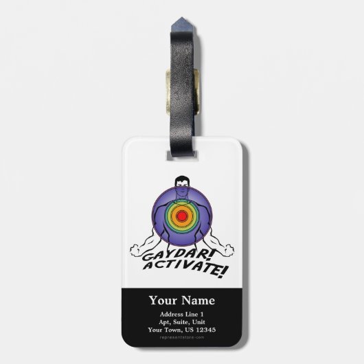 Gaydar. Activeer! Rainbow Gay Bagagelabel (Achterkant verticaal)