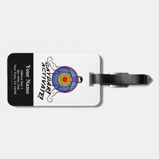 Gaydar. Activeer! Rainbow Gay Bagagelabel (Achterkant horizontaal)