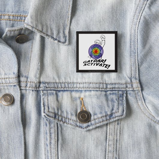 Gaydar. Activeer! Rainbow Lesbian Vierkante Button 5,1 Cm (In situ)