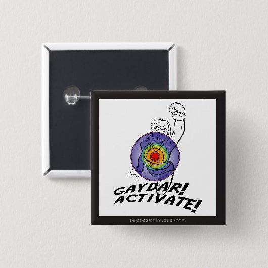 Gaydar. Activeer! Rainbow Lesbian Vierkante Button 5,1 Cm (Voorkant /achterkant)