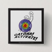 Gaydar. Activeer! Rainbow Lesbian Vierkante Button 5,1 Cm (Voorkant)
