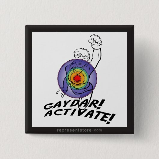 Gaydar. Activeer! Rainbow Lesbian Vierkante Button 5,1 Cm (Voorkant)