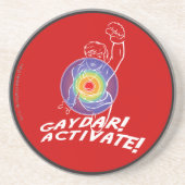 Gaydar. Activeer! Rainbow Lesbian Zandsteen Onderzetter (Voorkant)