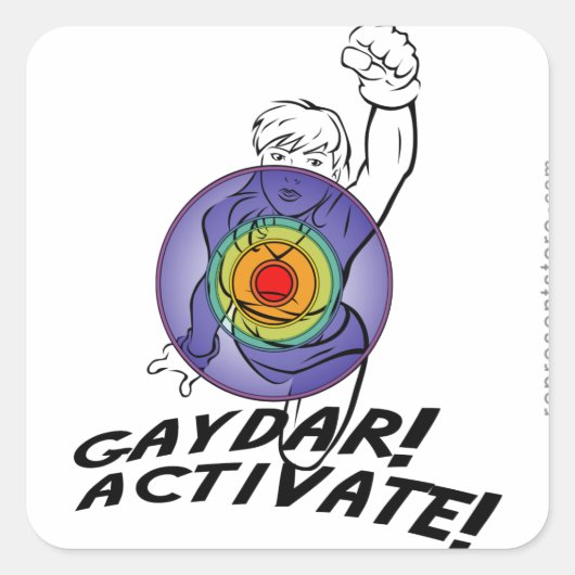 Gaydar. Activeer! Rainbow Lesbisch Vierkante Sticker (Voorkant)