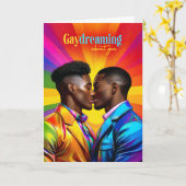 Gaydreaming Afro-Amerikaanse Gay Rainbow Love Kaart (Gele Bloem)