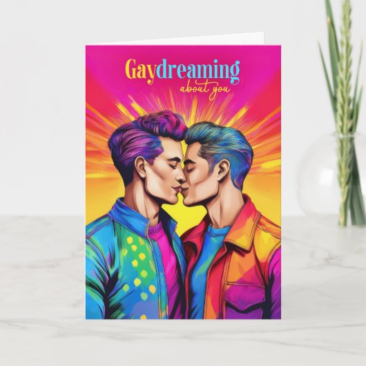 Gaydreaming Mannelijk Paar Regenboog Liefde Kaart (Voorkant)